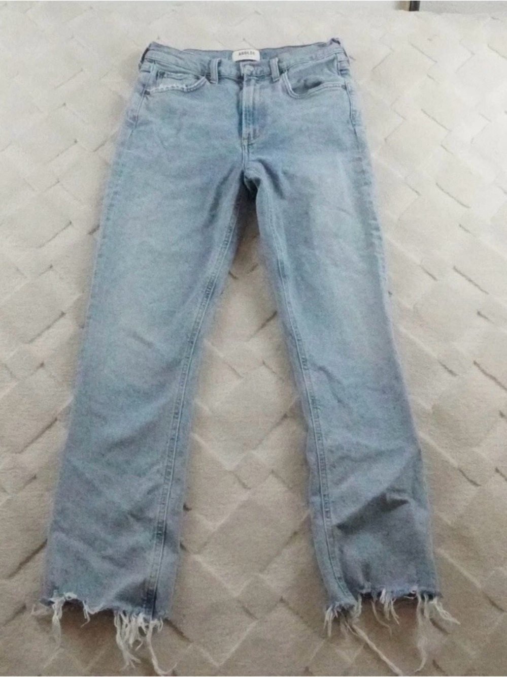 Agolde Merrel Mid-Rise Straight Jean Womens 26 in Astray Wash Fray Hem READ